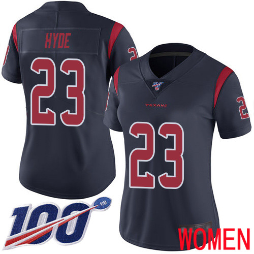 Houston Texans Limited Navy Blue Women Carlos Hyde Jersey NFL Football 23 100th Season Rush Vapor Untouchable